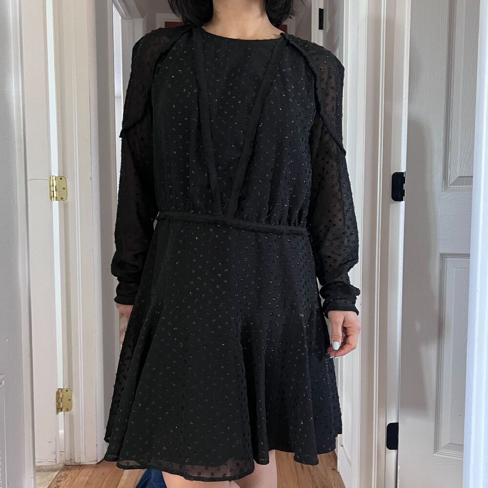 La Maison Talulah On Terrace Black‎ Sparkly Mini Dress glam party XL long sleeve
